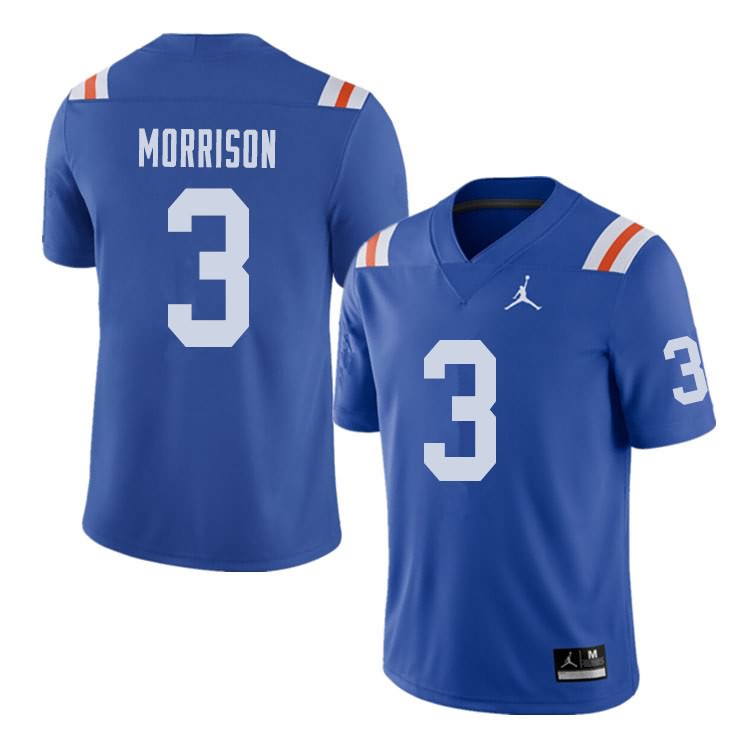 NCAA Florida Gators Antonio Morrison Men's #3 Jordan Brand Alternate Royal Throwback Stitched Authentic College Football Jersey PUH6764DK